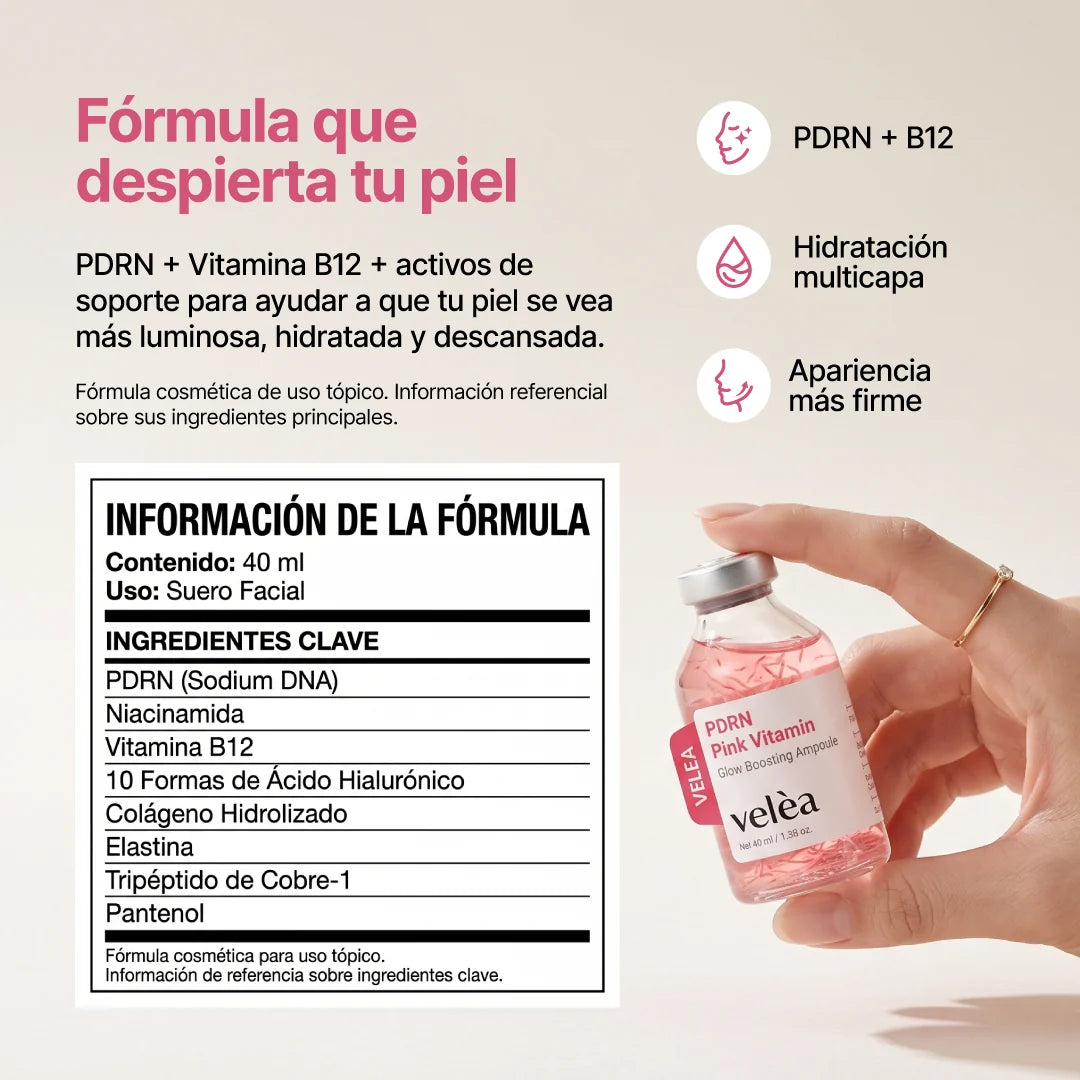 Pink Vitamin Serum energizante con PDRN y vitamina B12
