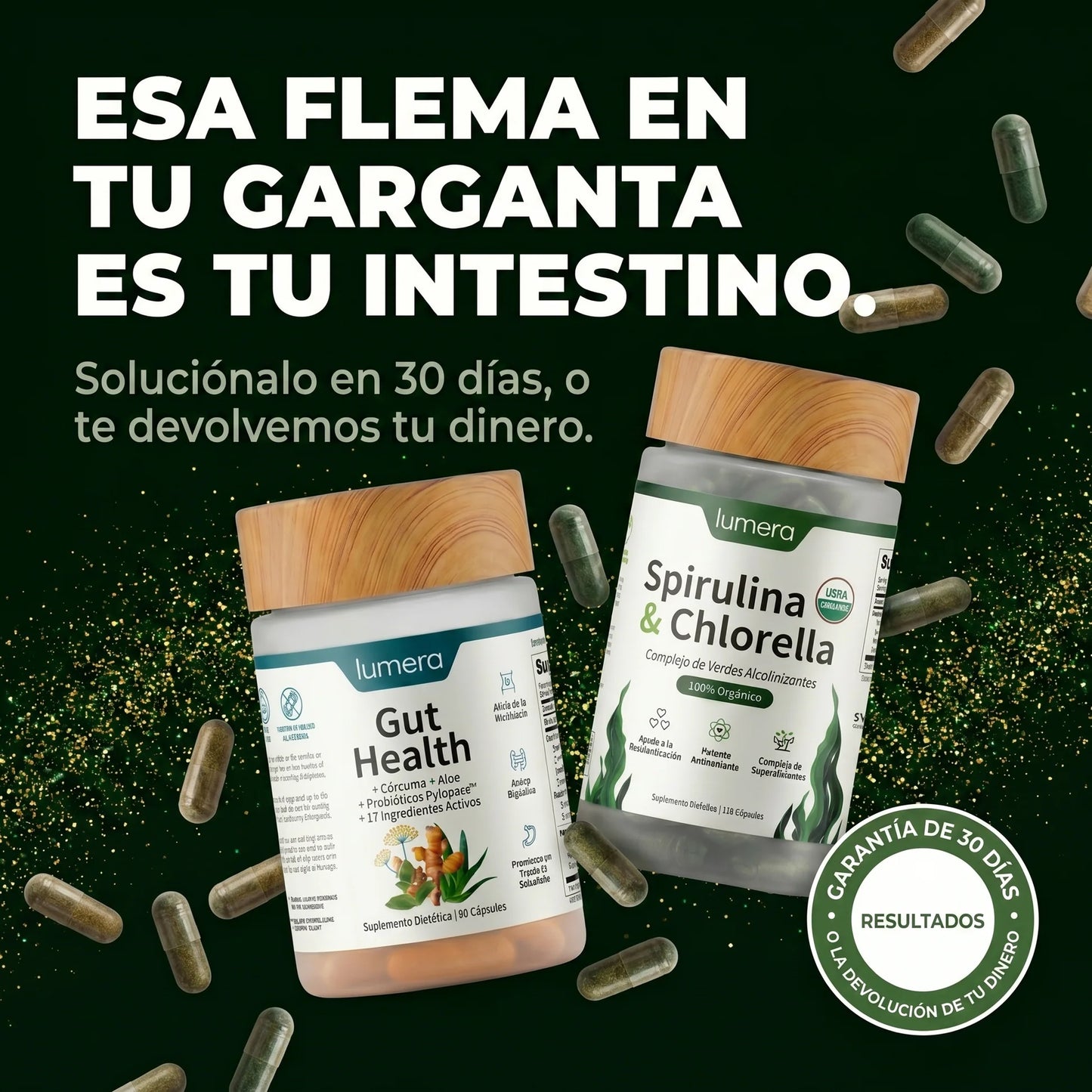 Espirulina y Chlorella para la salud intestinal